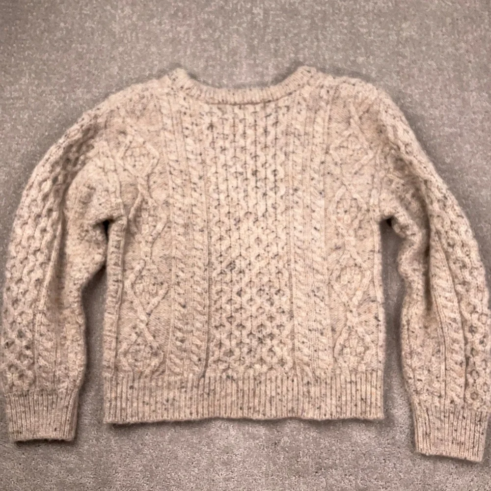 Aran Crafts‎ Ireland Sweater Womens XSmall Oatmeal Fleck Fisherman Donegal Wool